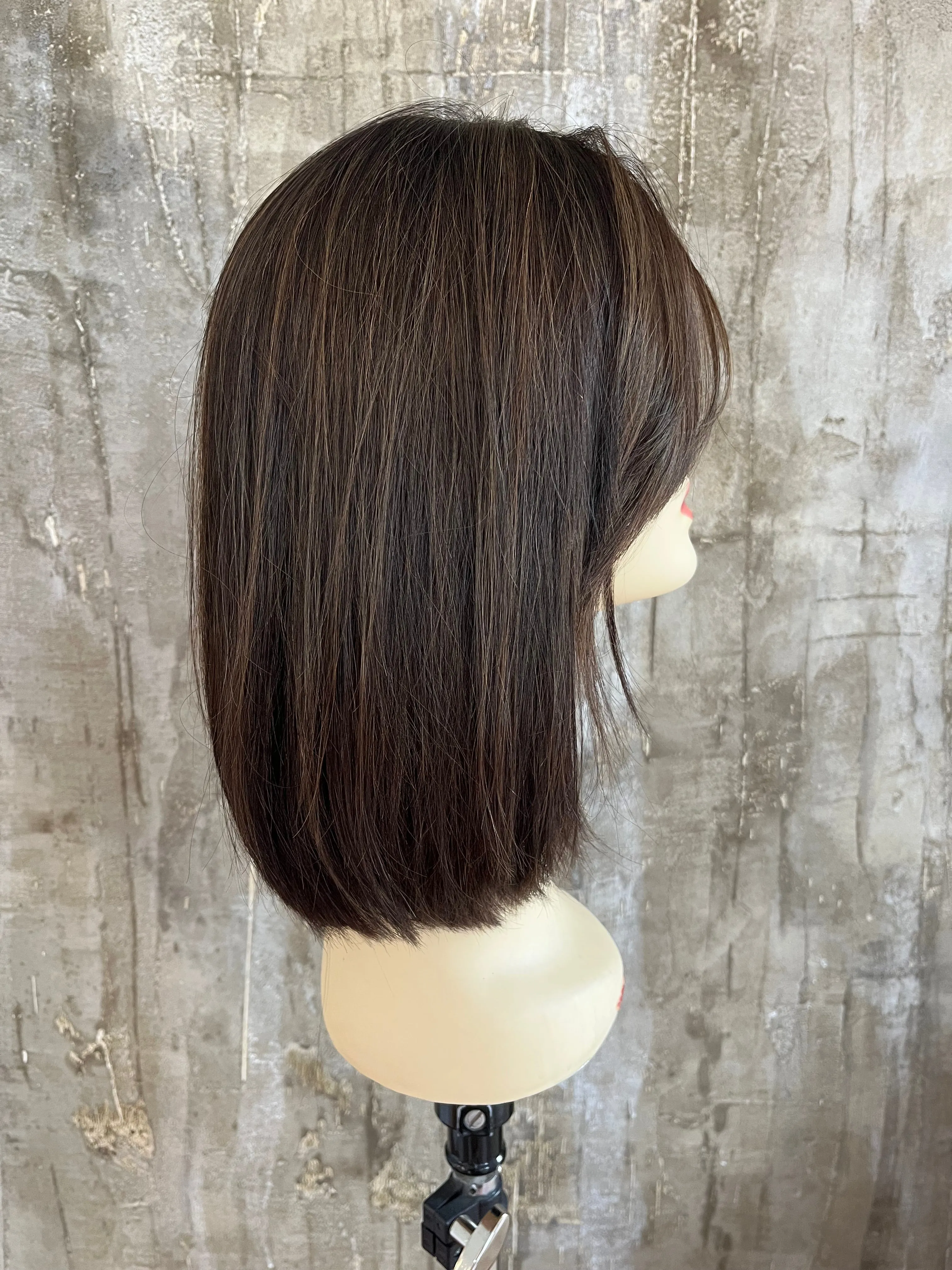 100% EUROPEAN PROCESSED HUMAN HAIR 16.5" BROWN WITH HIGHLIGHTS