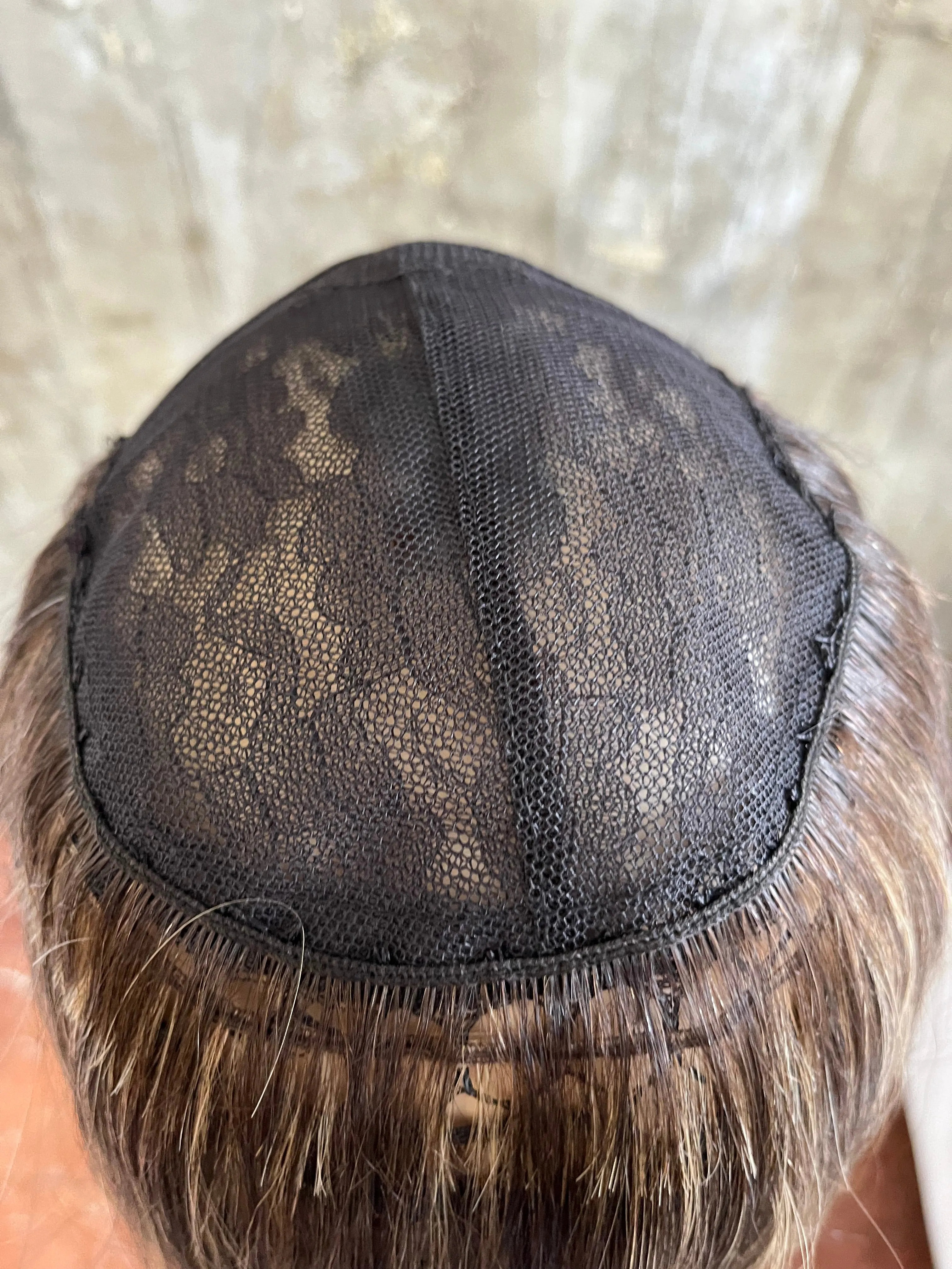 100% EUROPEAN PROCESSED HUMAN HAIR HAT FALL 18" LIGHT BROWN WITH HIGHLIGHTS