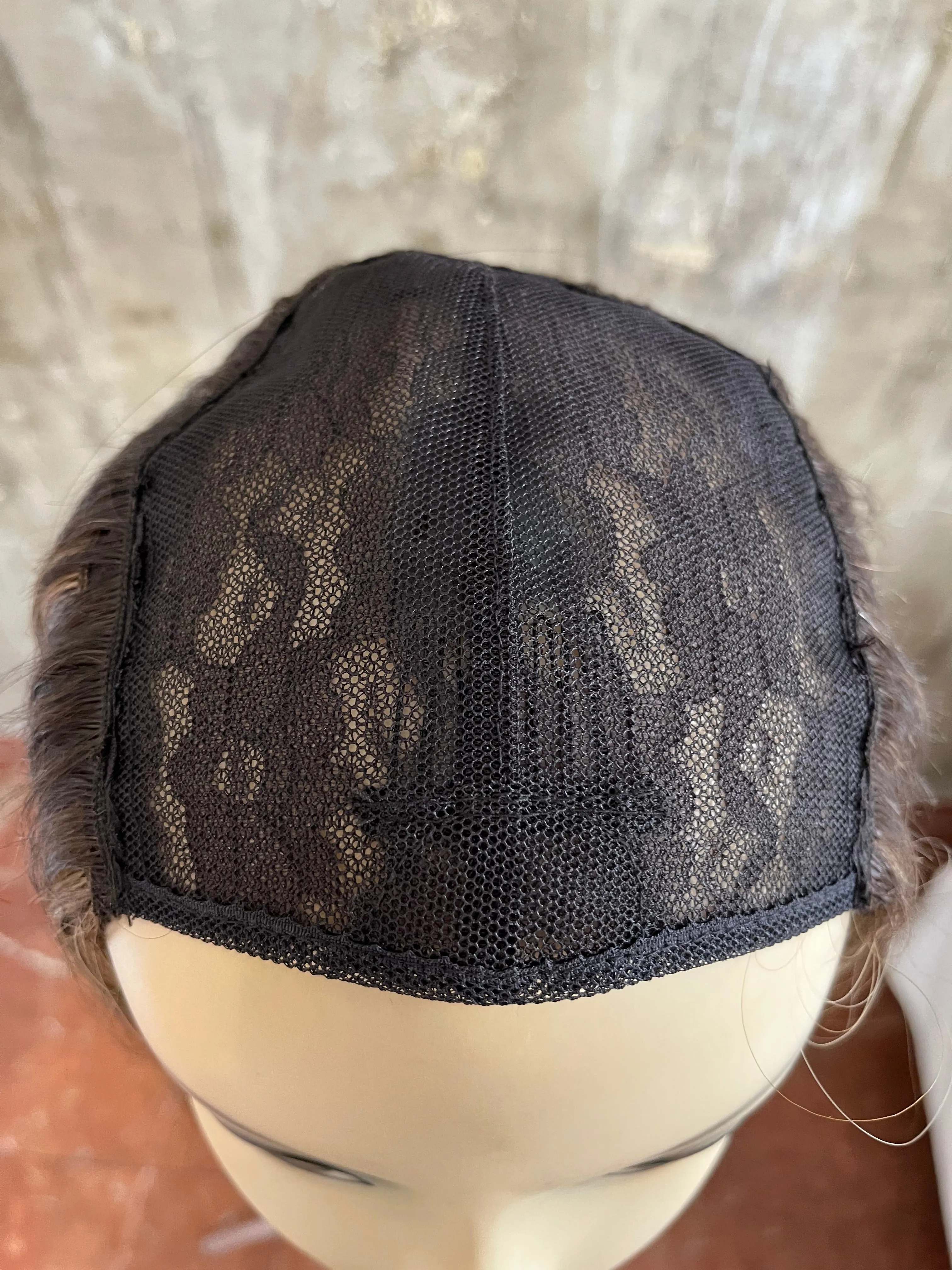 100% EUROPEAN PROCESSED HUMAN HAIR HAT FALL 18" LIGHT BROWN WITH HIGHLIGHTS