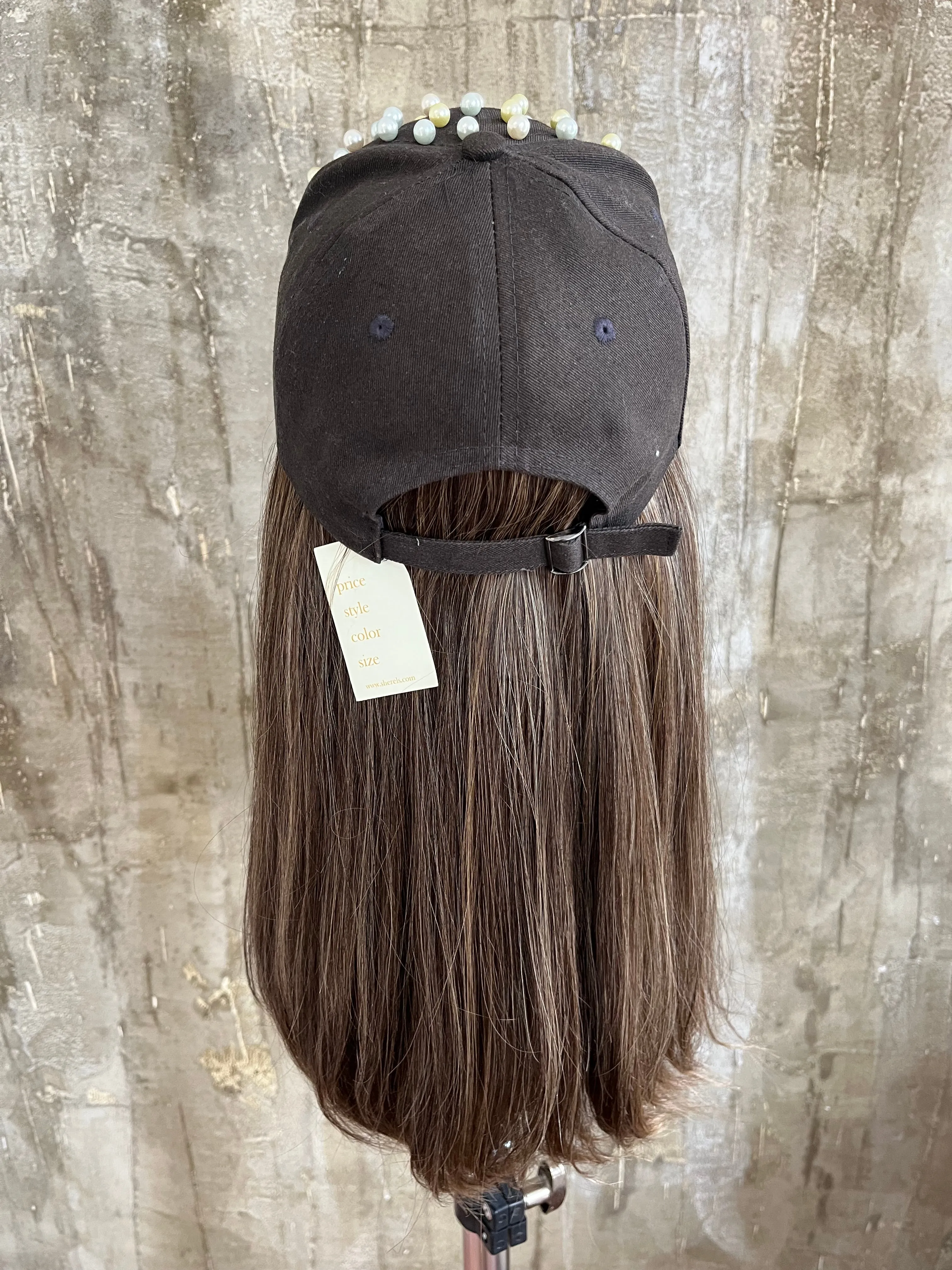 100% EUROPEAN PROCESSED HUMAN HAIR HAT FALL 18" LIGHT BROWN WITH HIGHLIGHTS