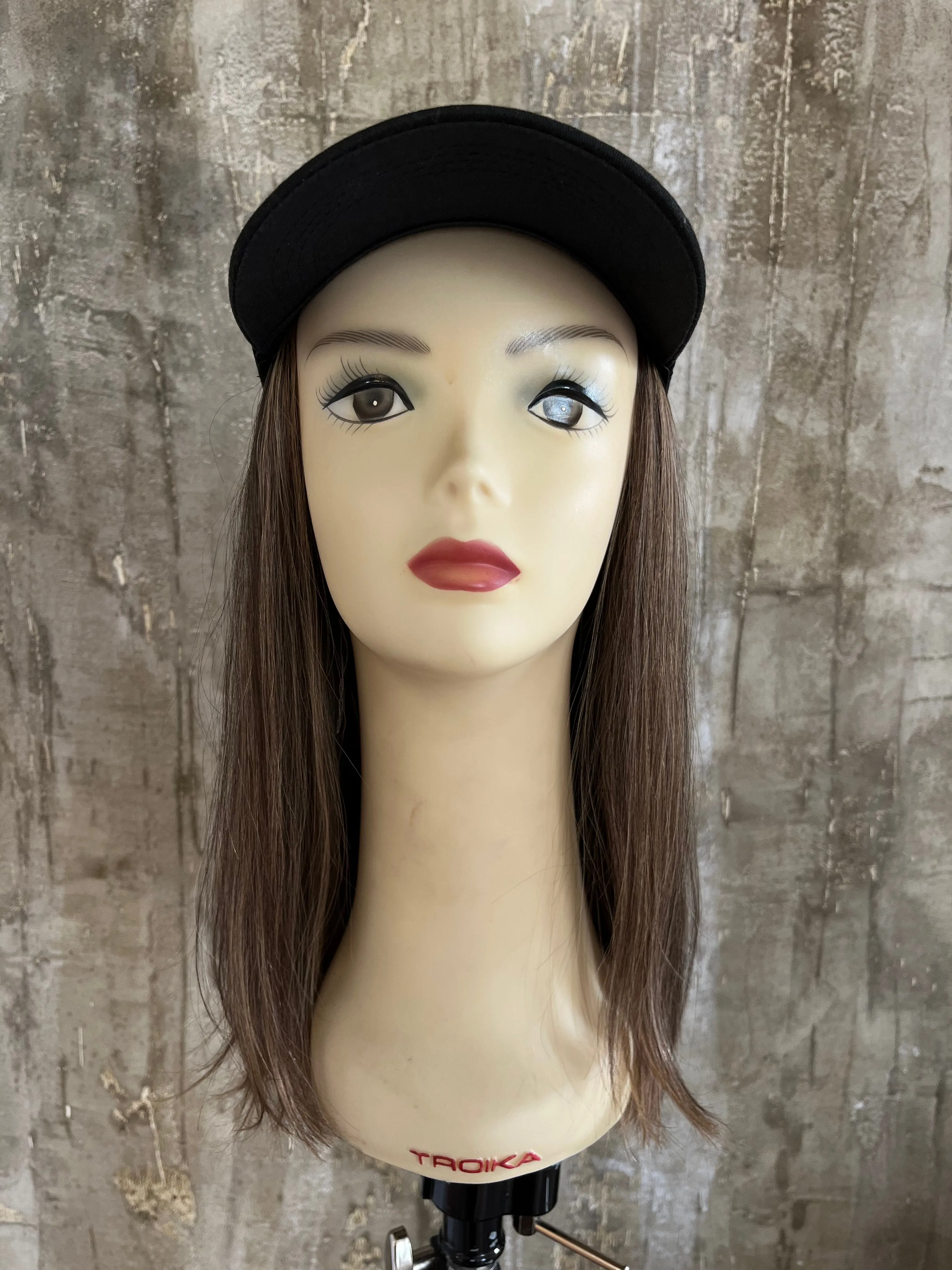 100% EUROPEAN PROCESSED HUMAN HAIR HAT FALL 18" LIGHT BROWN WITH HIGHLIGHTS