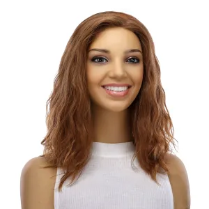 16" Ponytail Silk Part Wig Copper Wavy