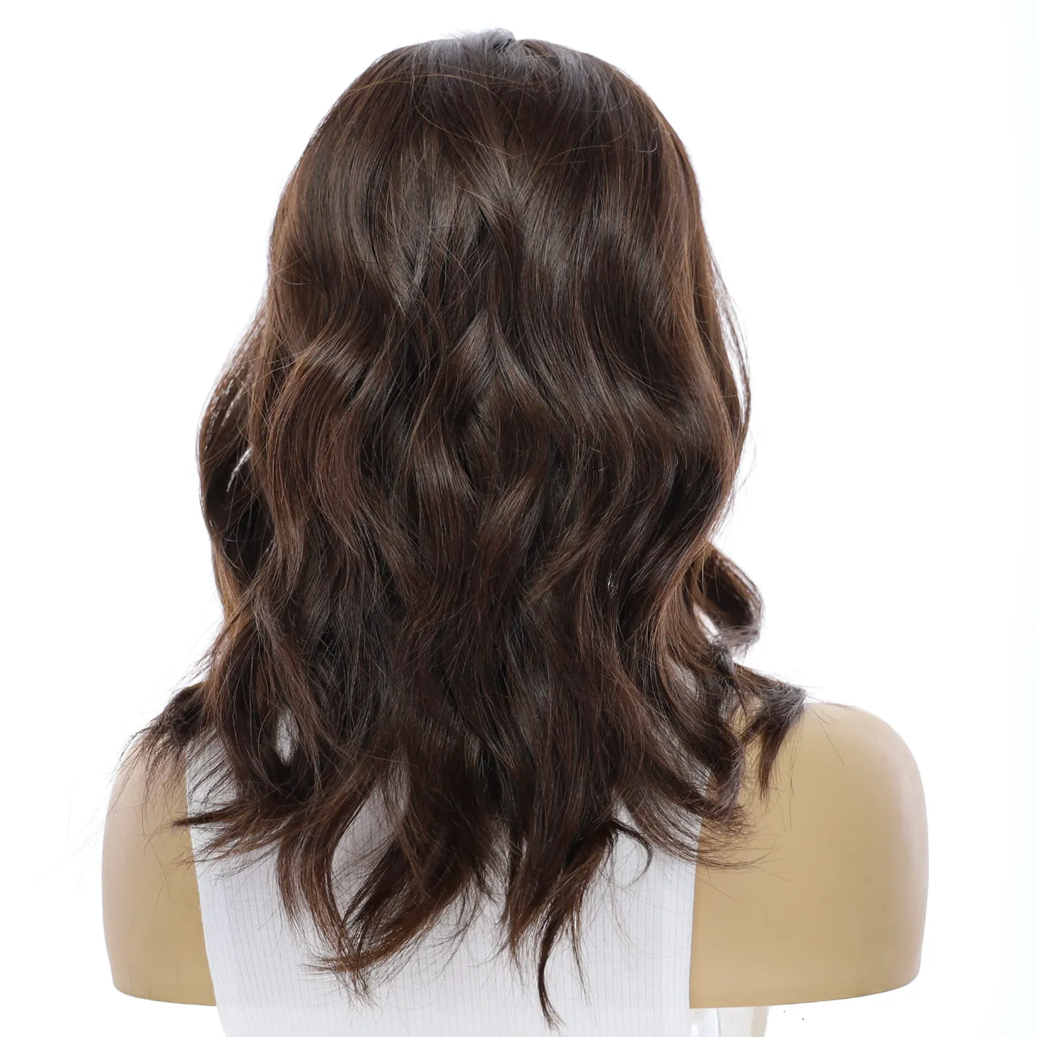 16" Ponytail Silk Part Wig Dark Brown