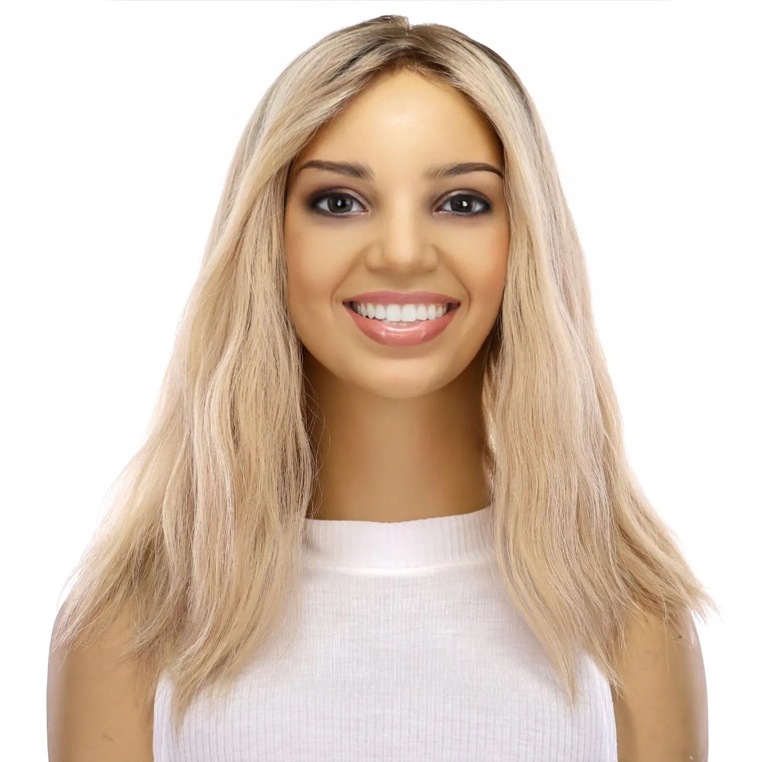 16" Princess Silk Top Wig Platinum Blonde Wavy