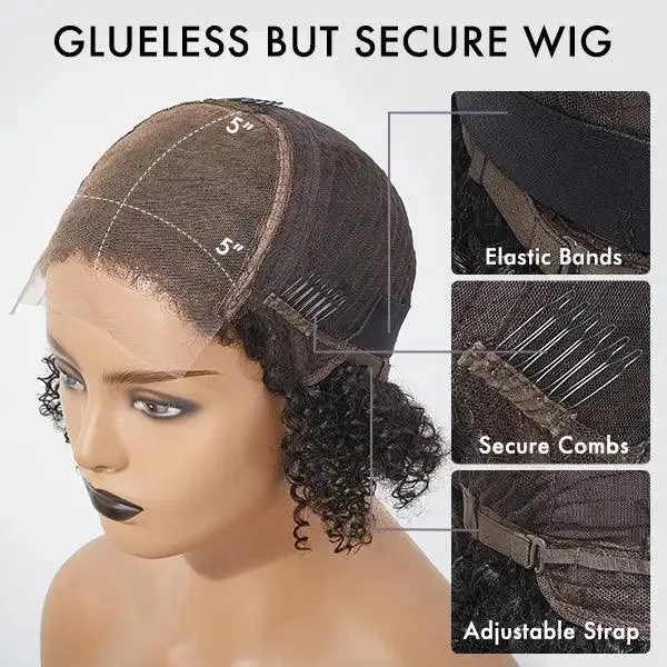 180% Density Copper Highlight Kinky Curly Glueless 5x5 Lace Closure Wig