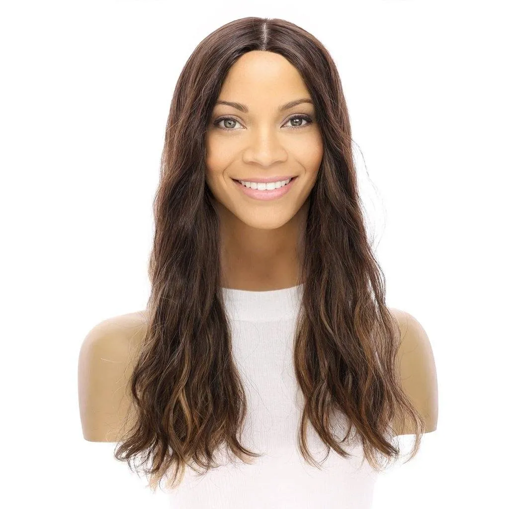 20" Princess Silk Top Wig Dark Brown Balayage Wavy