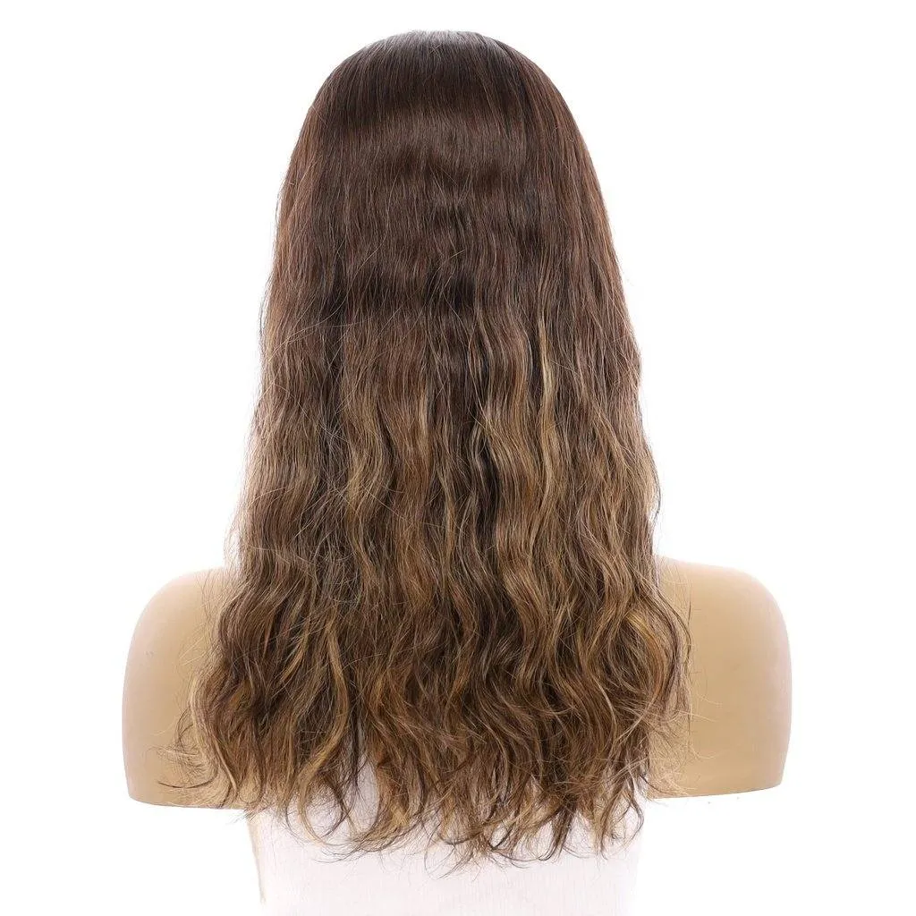 20" Princess Silk Top Wig Dark Brown Balayage Wavy