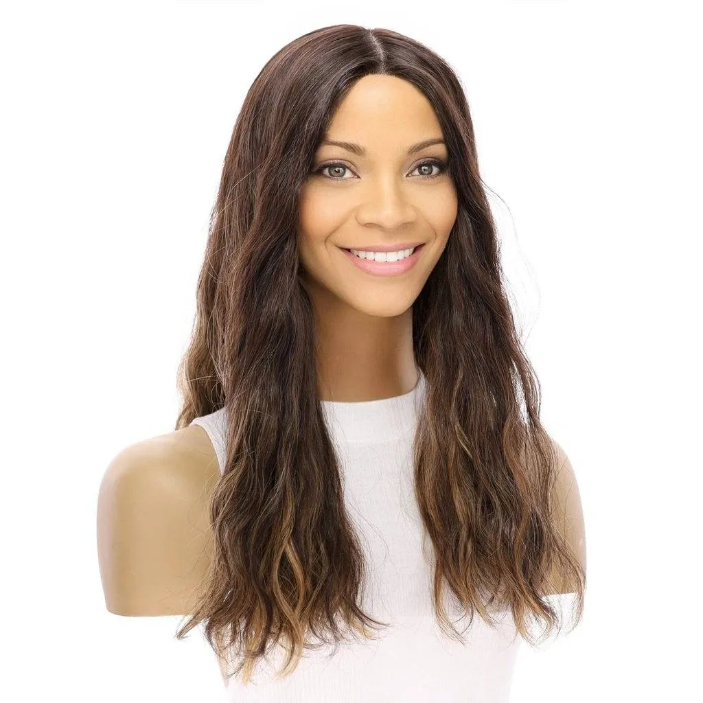 20" Princess Silk Top Wig Dark Brown Balayage Wavy