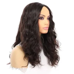 22" Ponytail Silk Part Wig Natural Black Wavy