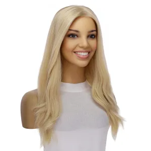 22" Ponytail Silk Part Wig Platinum Blonde w/ No Rooting