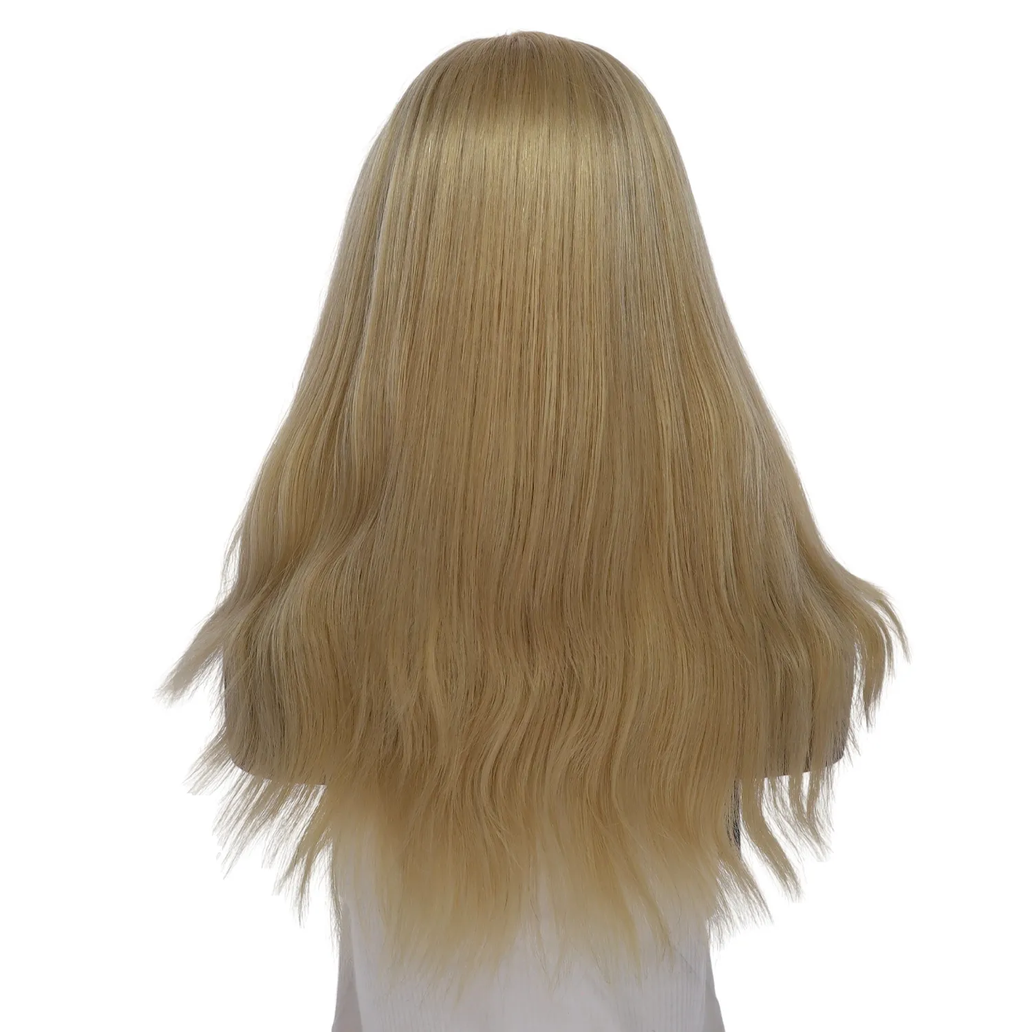 22" Ponytail Silk Part Wig Platinum Blonde w/ No Rooting