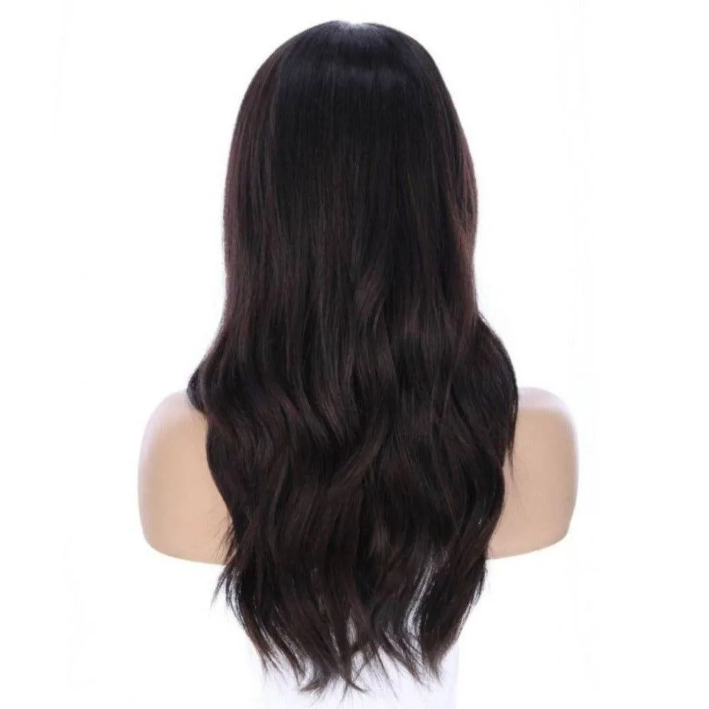 22" Ponytail Silk Part Wig Soft Black