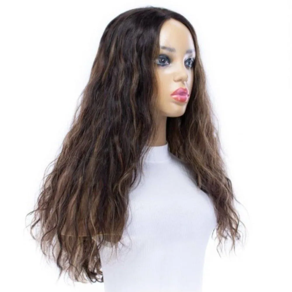 24" Divine Luxe Lace Top Wig #Dark Brown w/ Balayage Wavy