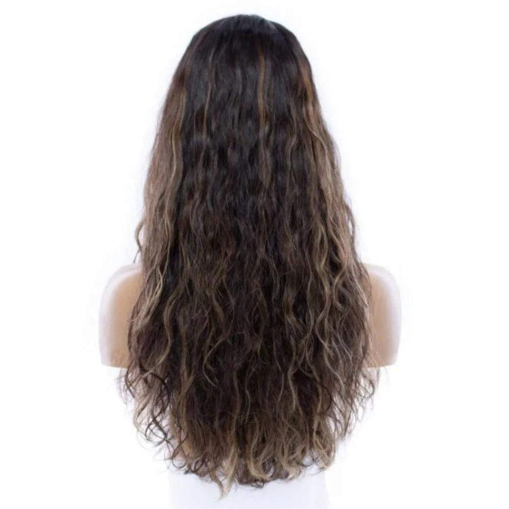 24" Divine Luxe Lace Top Wig #Dark Brown w/ Balayage Wavy