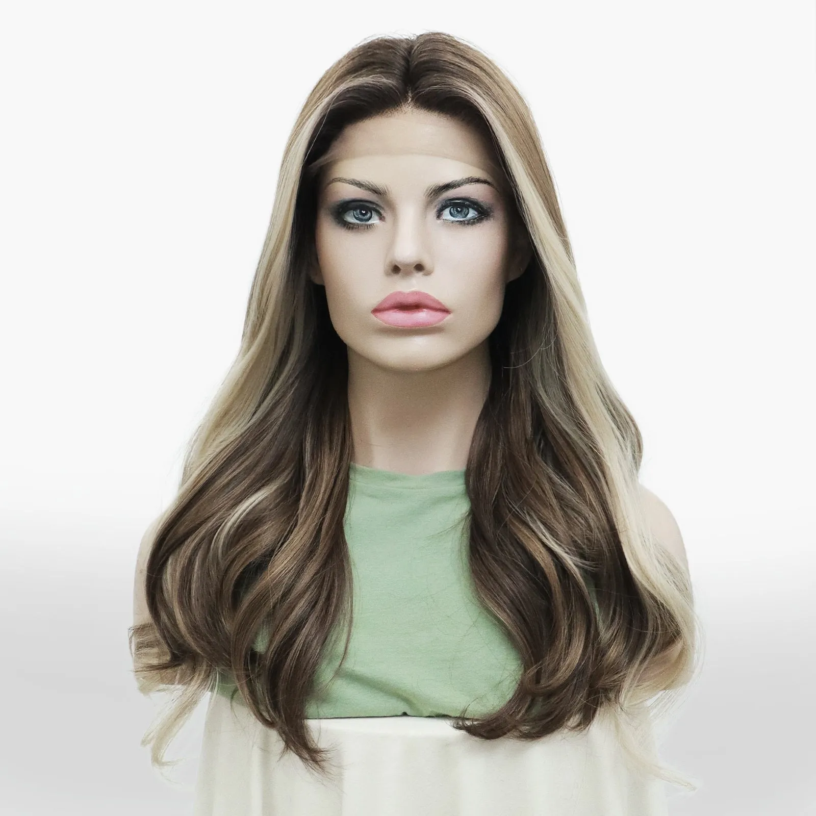 Angela Collection-Lona collection T part glue less wigs blonde&brown&pink&blue