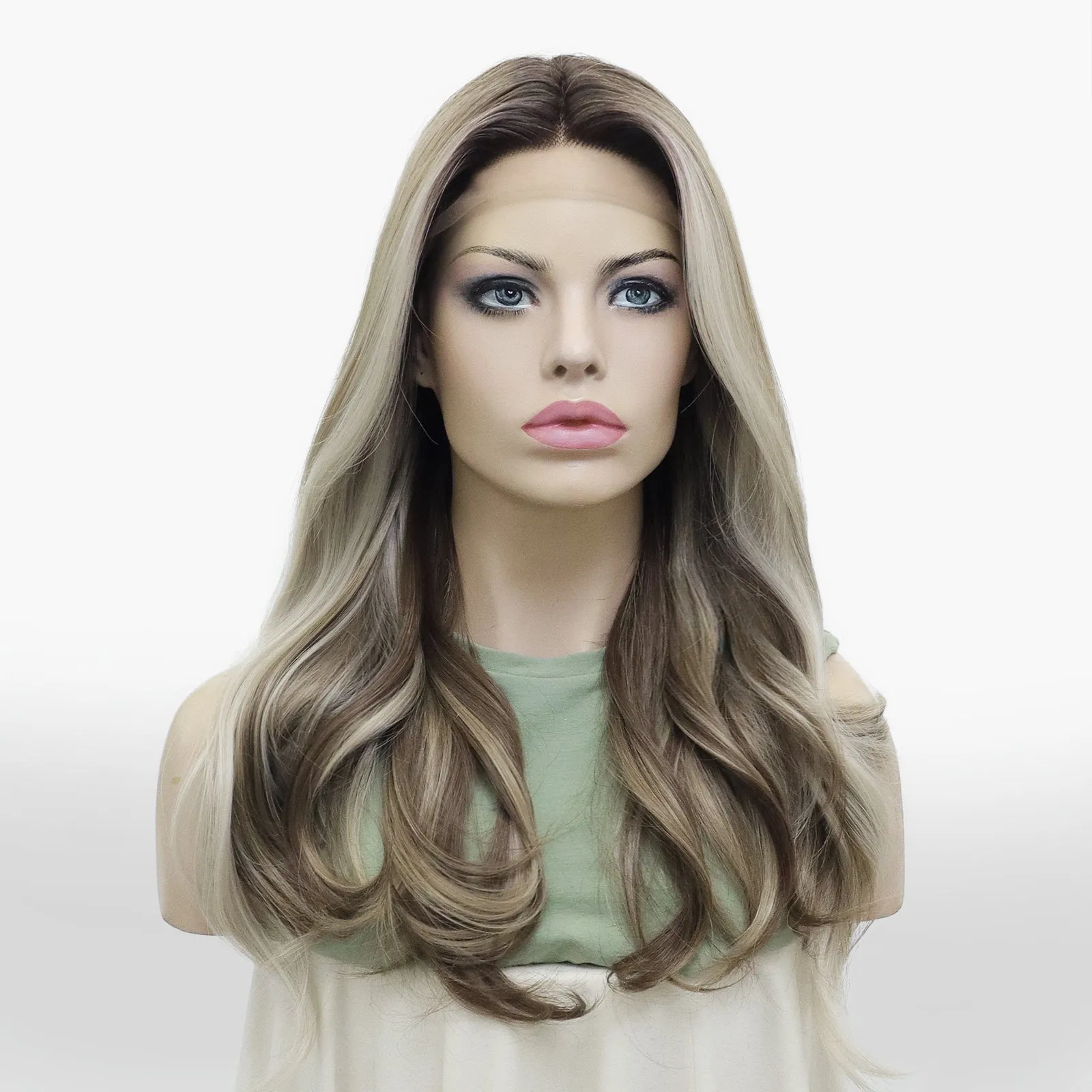 Angela Collection-Lona collection T part glue less wigs blonde&brown&pink&blue