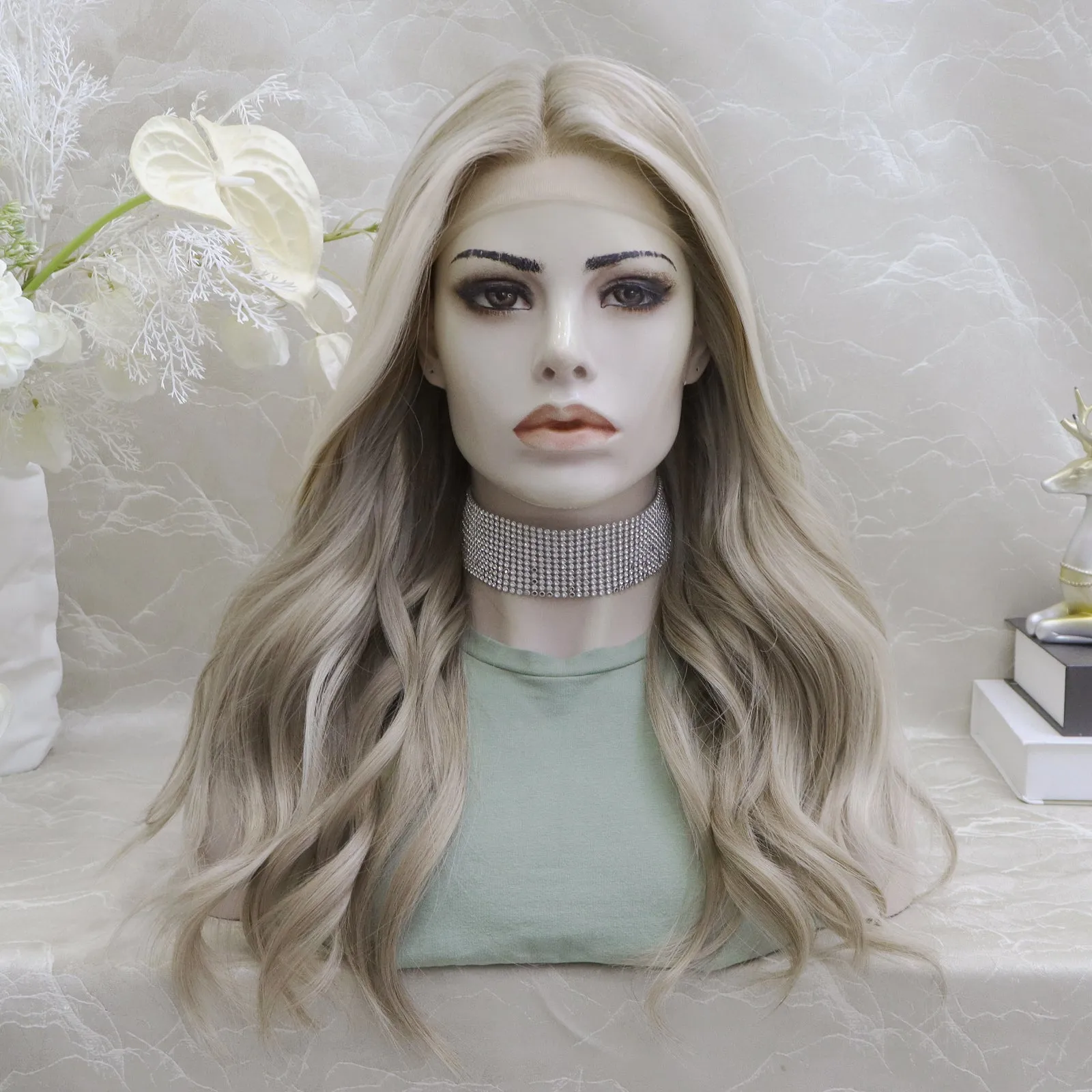 Angela Collection-Lona collection T part glue less wigs blonde&brown&pink&blue