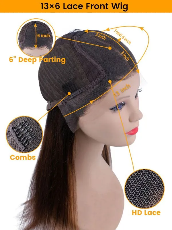 Chinalacewig Deep Wave 13x6 Undetectable HD Lace Front Human Hair Wigs NCF63