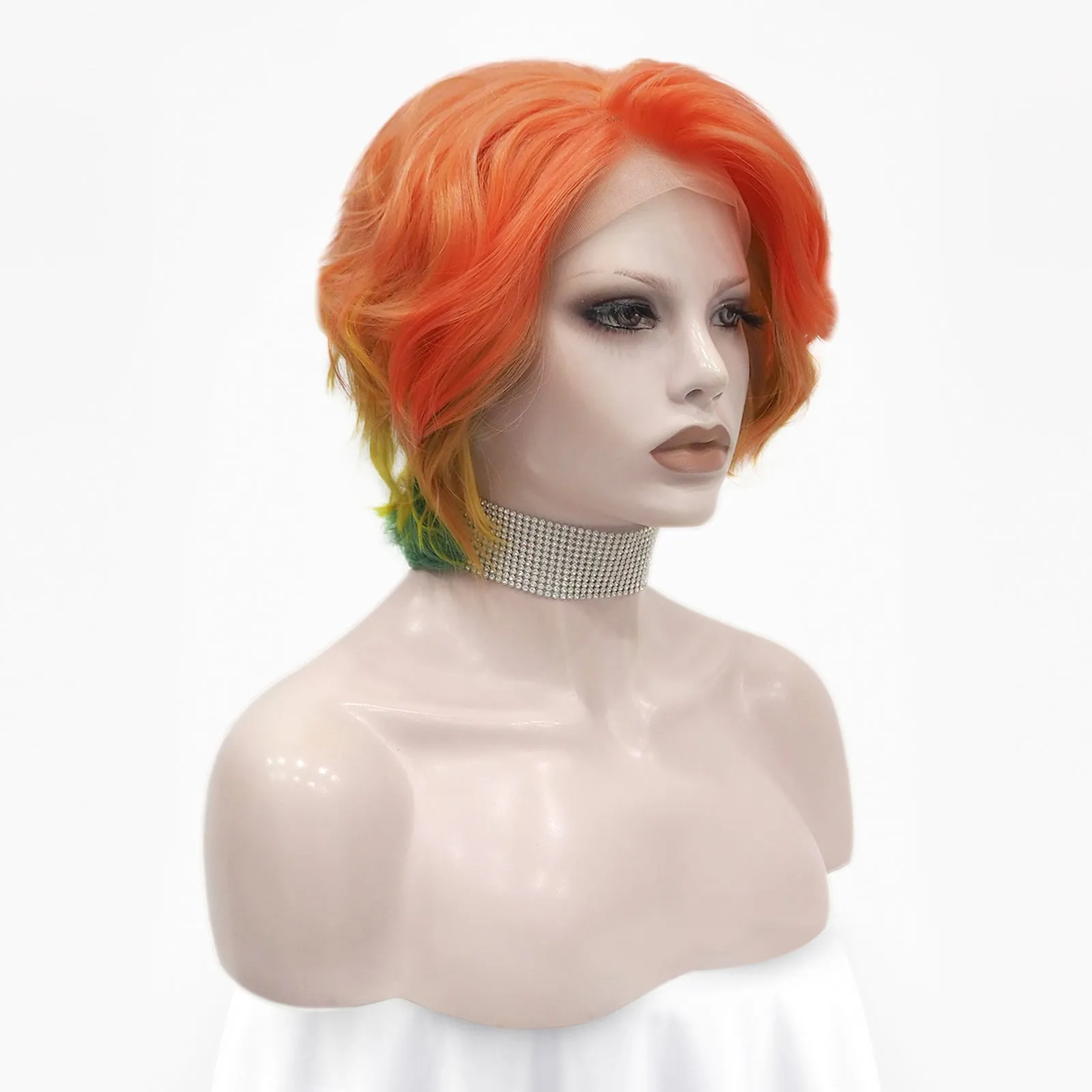 Daisy -Orange Yellow and greeen rainbow lace front wigs Imstyle