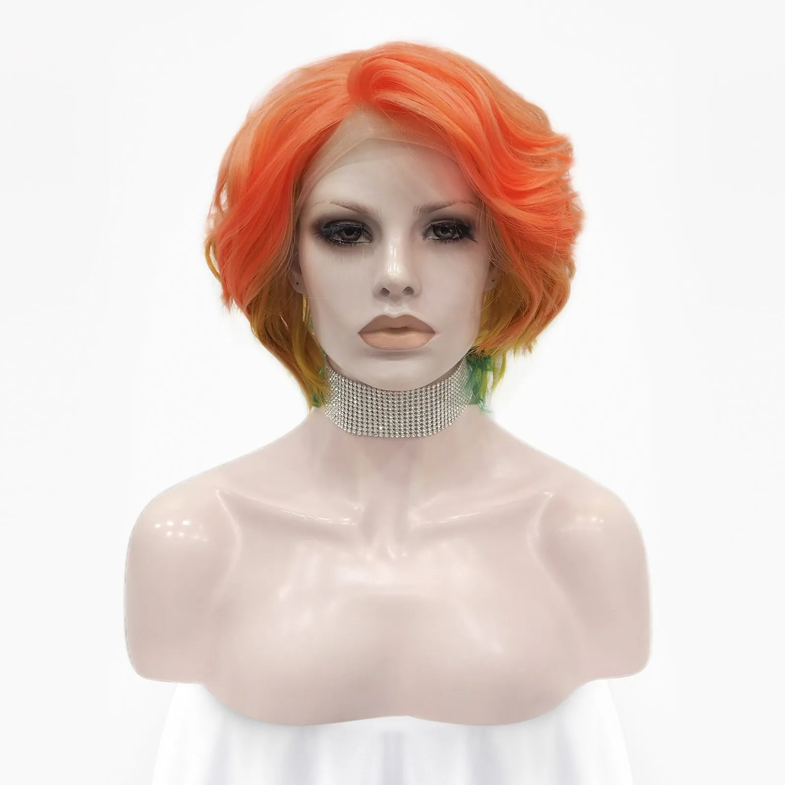 Daisy -Orange Yellow and greeen rainbow lace front wigs Imstyle