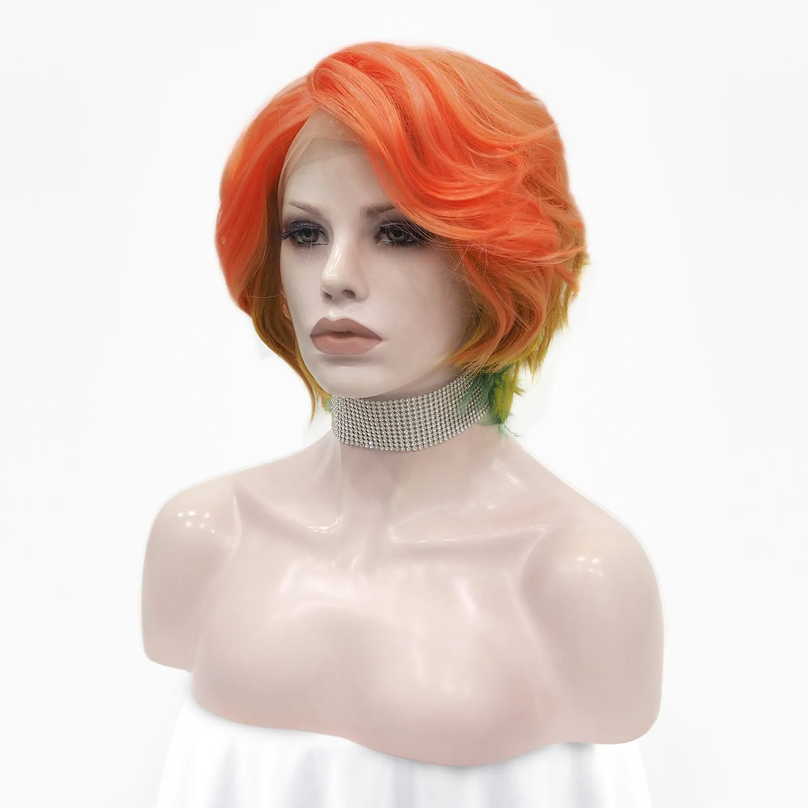 Daisy -Orange Yellow and greeen rainbow lace front wigs Imstyle