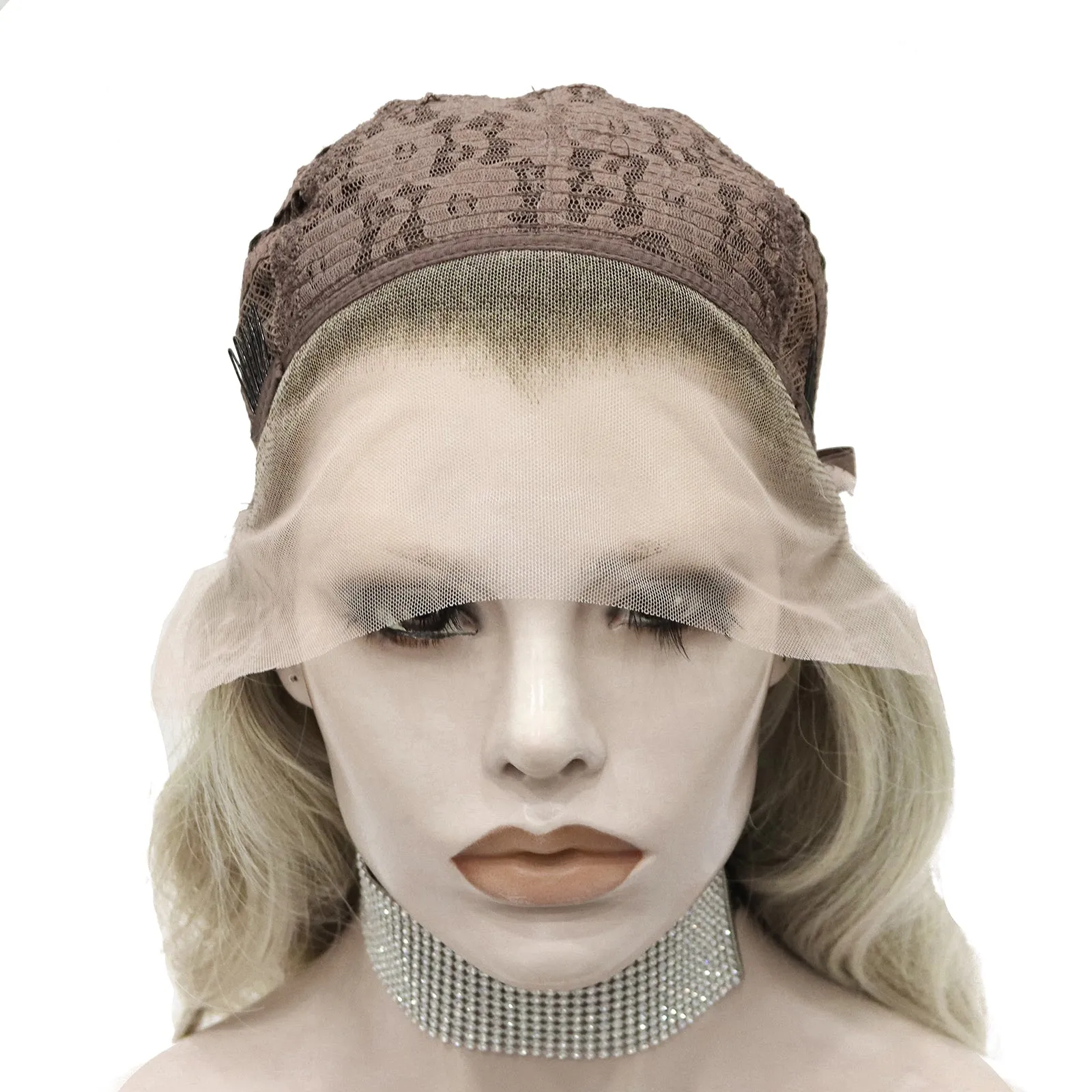 Elegant - White Blonde And Dark Root Shoulder Wave Lace Front Imstyle Daily Wig