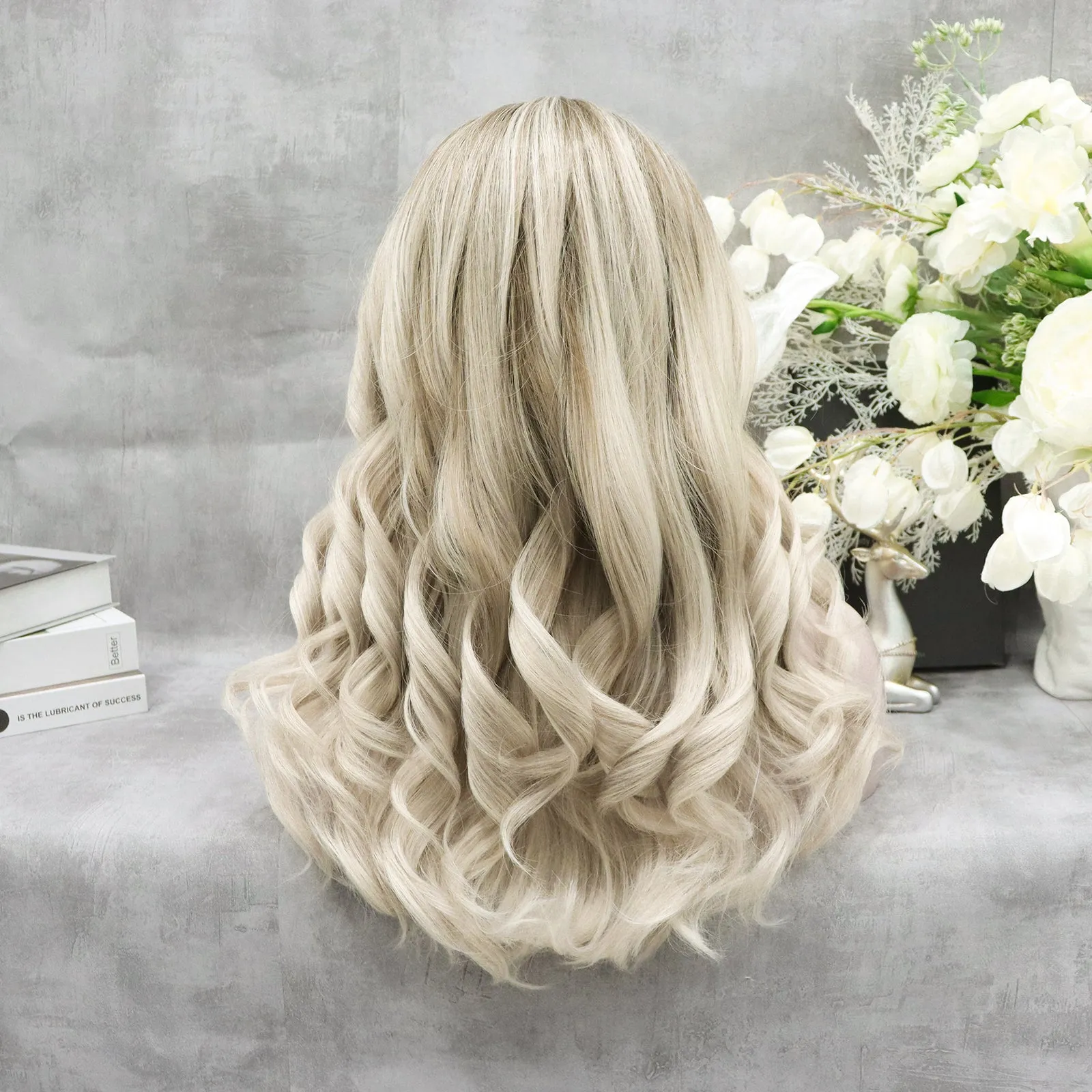 Elegant - White Blonde And Dark Root Shoulder Wave Lace Front Imstyle Daily Wig