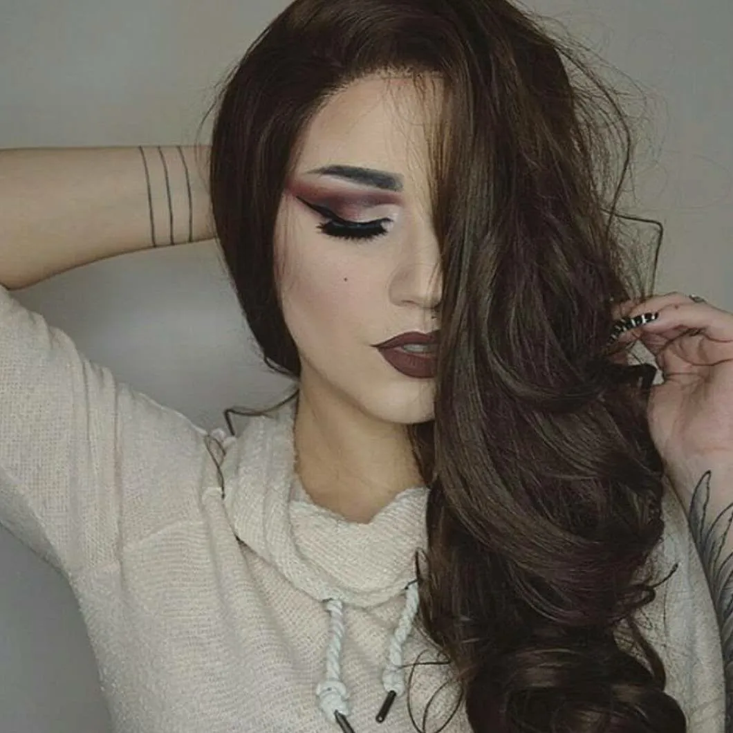 IMSTYLE Bella - Natural Brown Long Wavy Synthetic Lace Front Daily Wig