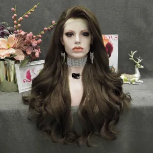 IMSTYLE Bella - Natural Brown Long Wavy Synthetic Lace Front Daily Wig