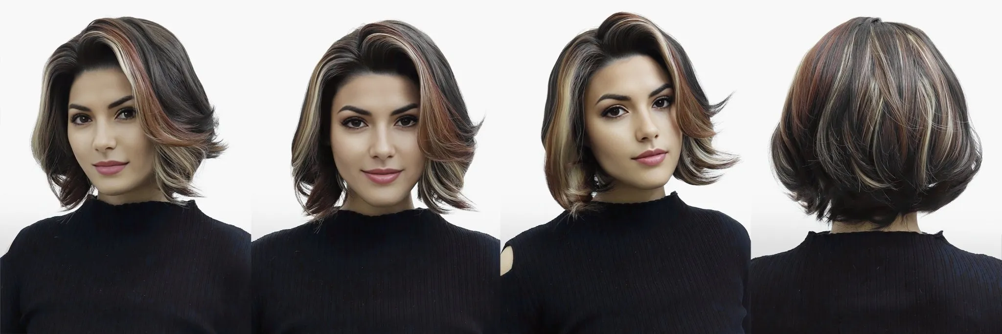 IMstyle Lila Calico Reddish Brown Bob Hairstyle Free parting Daily Wear Wig 13*3 k111-2474