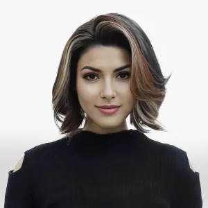 IMstyle Lila Calico Reddish Brown Bob Hairstyle Free parting Daily Wear Wig 13*3 k111-2474