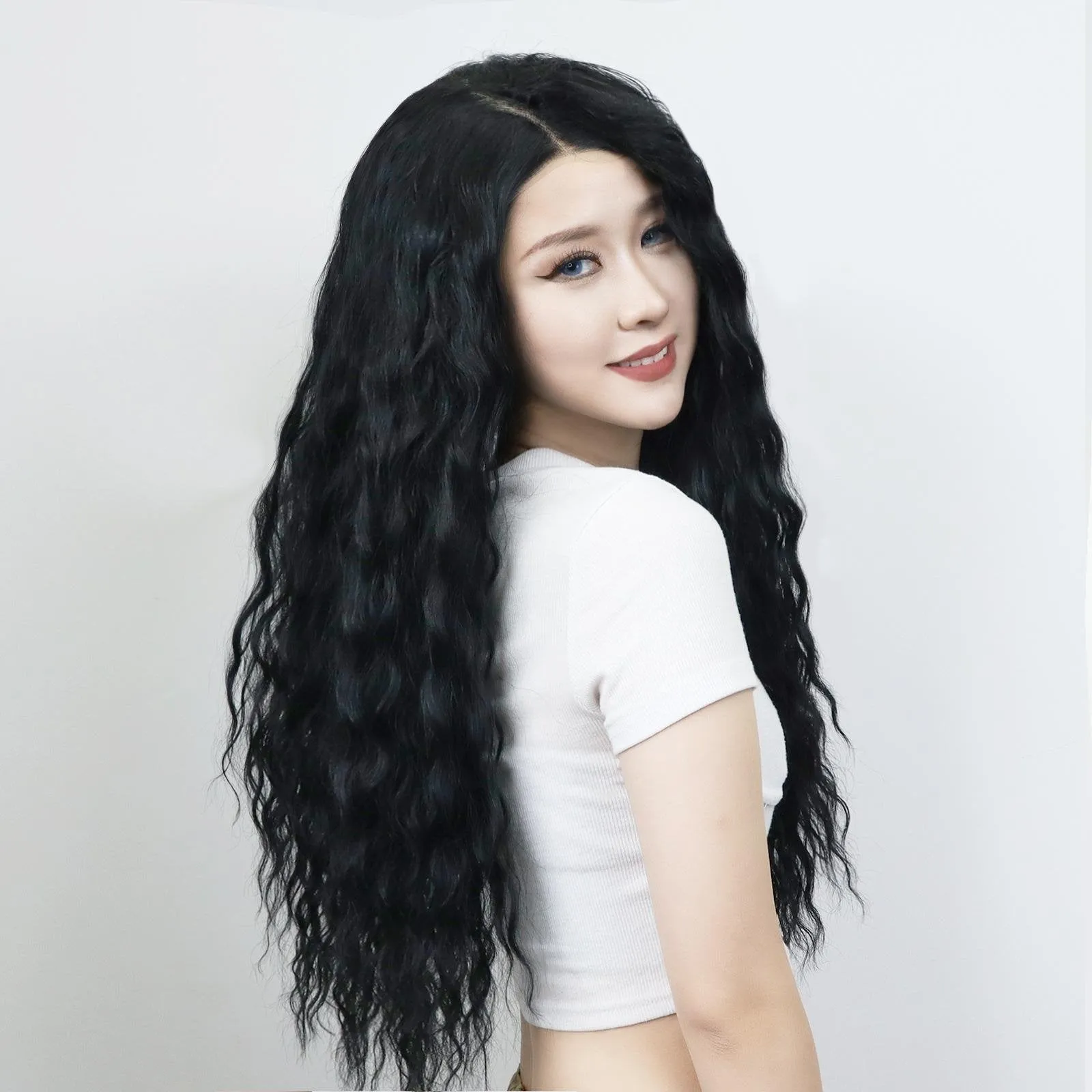 IMstyle Maribel Jet black pre cut Side part wig Afro wavy black wig Synthetic Lace Front Wig