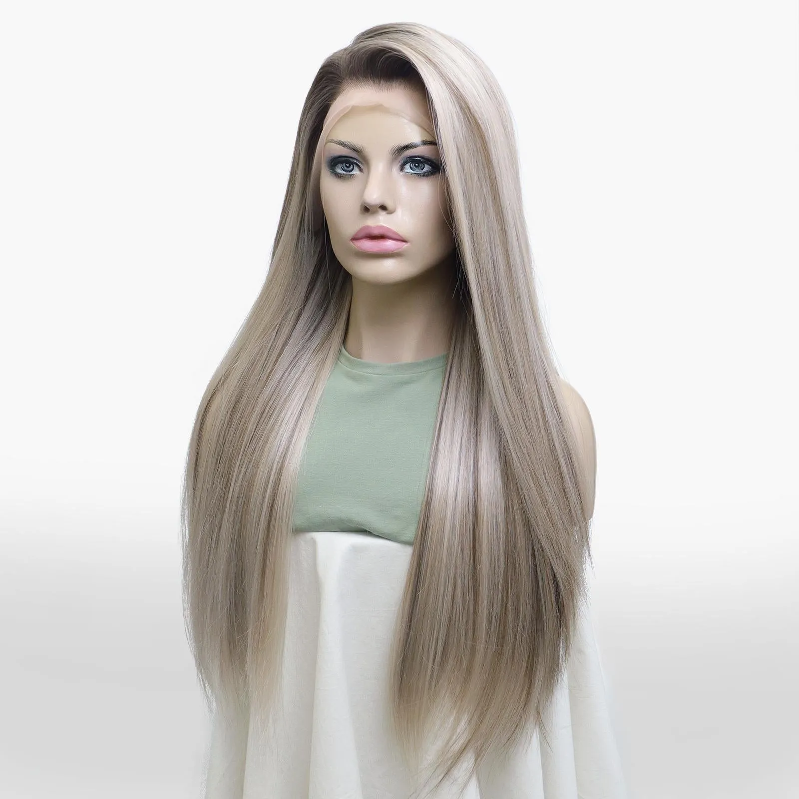 IMstyle Trina 13*6 Big lace Front Wig Ashy blonde with Highlight Staright FUtura Fiber- NQ29-C235(13x6)