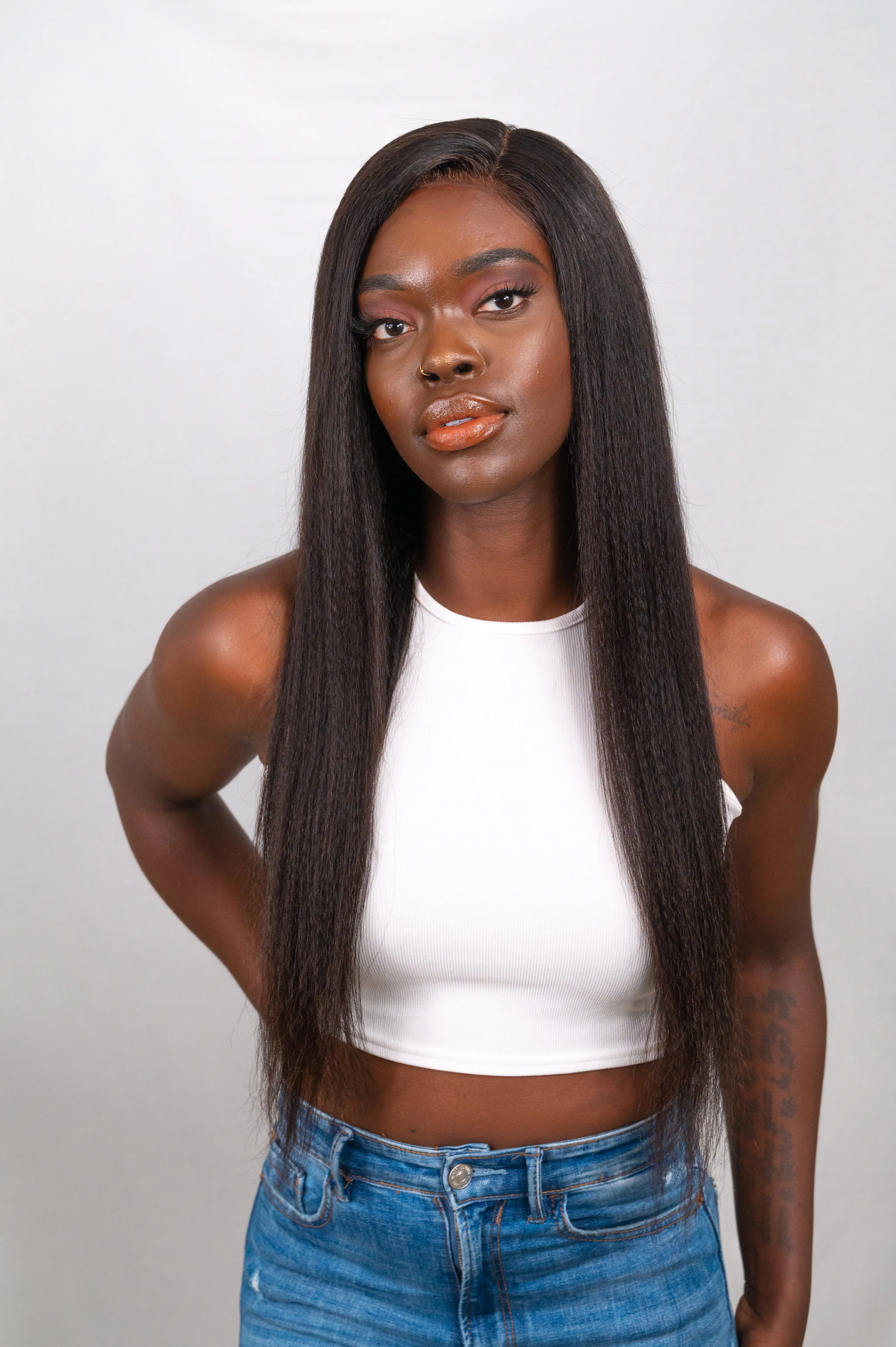 JASMAY Light Yaki Straight Glueless HD Lace Front Wig – Pre-Plucked 4C Texture Wig