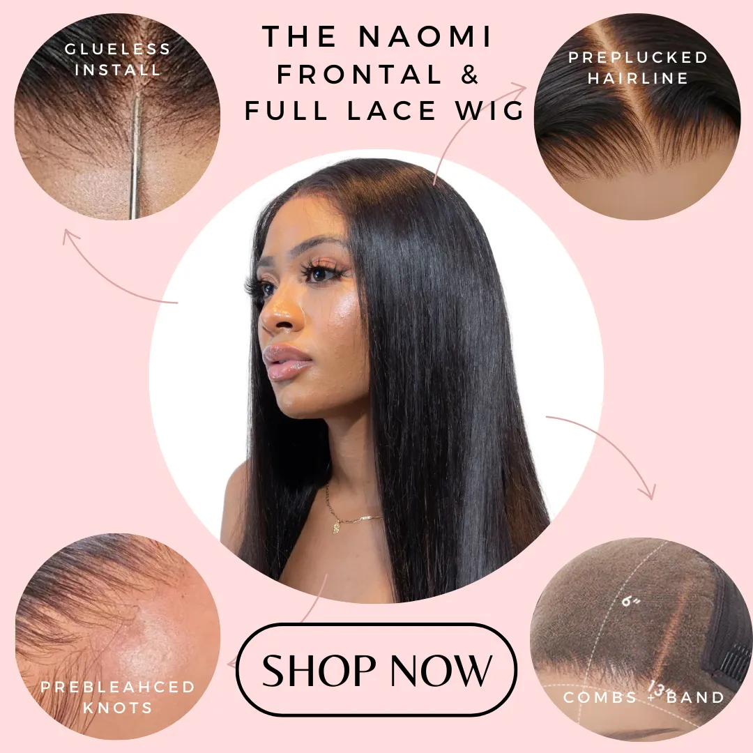 LARGE NAOMI - Glueless Silky Straight Wig HD Lace Virgin Human Hair Preplucked
