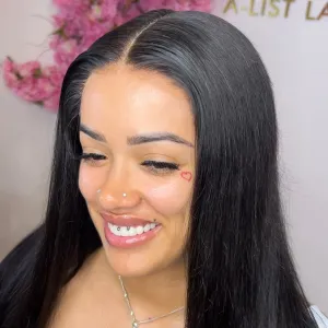 LARGE NAOMI - Glueless Silky Straight Wig HD Lace Virgin Human Hair Preplucked