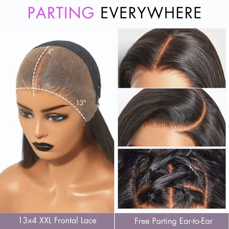 PreMax Wigs | Super Natural Hairline Silky Straight Glueless 13x4 Frontal Lace Wig Human Hair Pre-Cut Lace