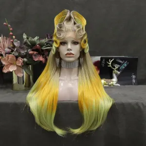 Queen Yellow Ombre Lace Front Costume Party Styled Wig