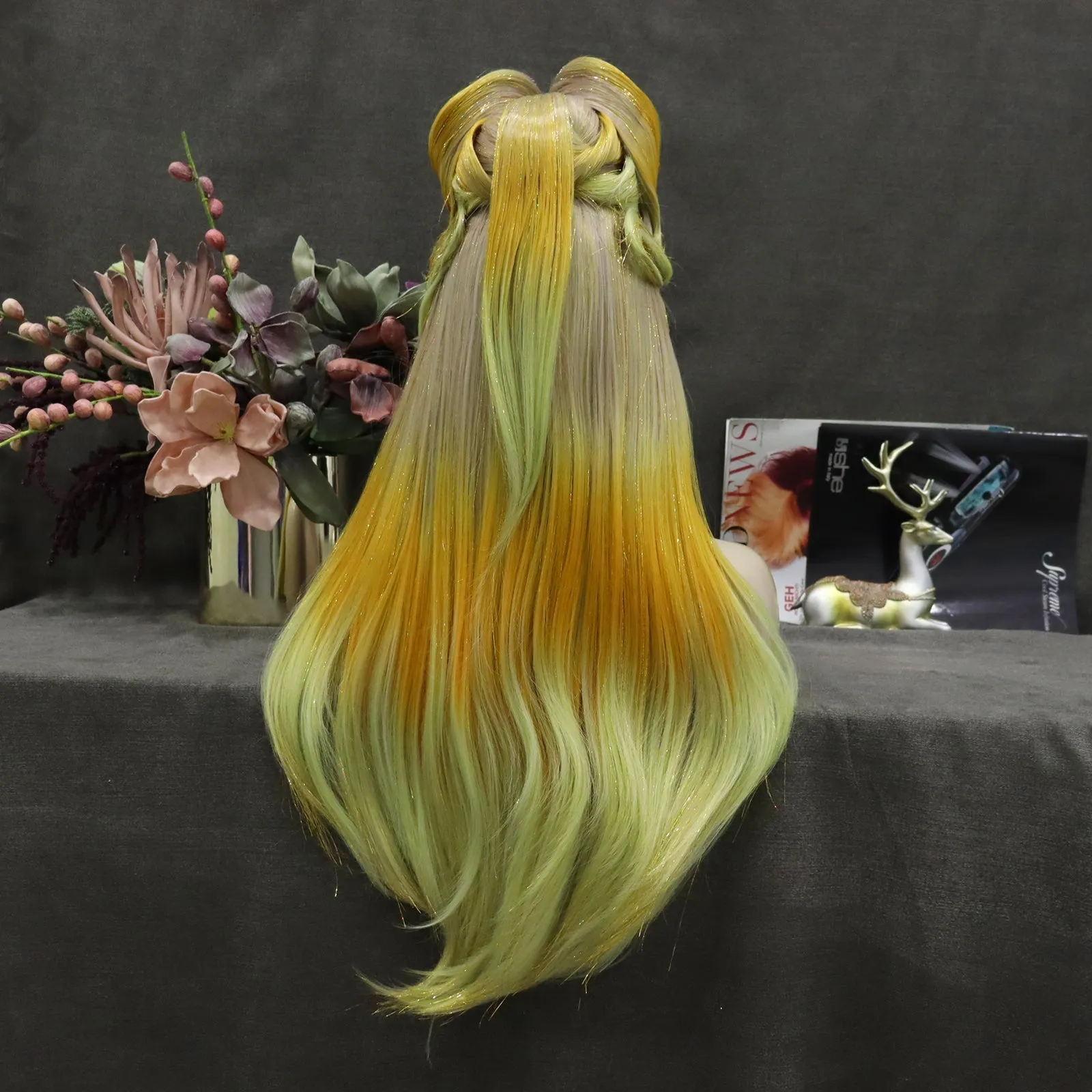 Queen Yellow Ombre Lace Front Costume Party Styled Wig