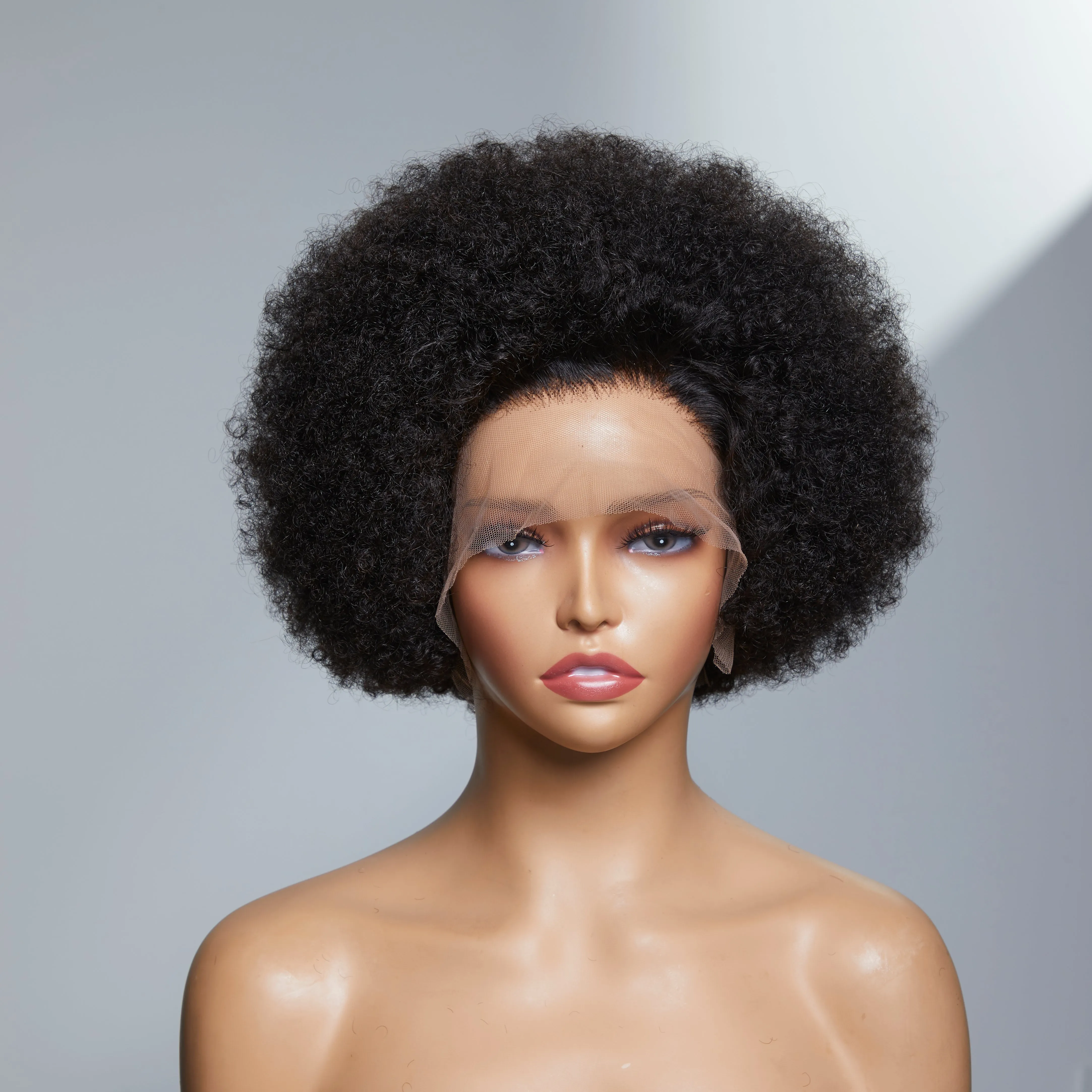 Retro & Vintage | Ultra Natural Afro Curl 13X2 Frontal Lace Short Wig 100% Human Hair
