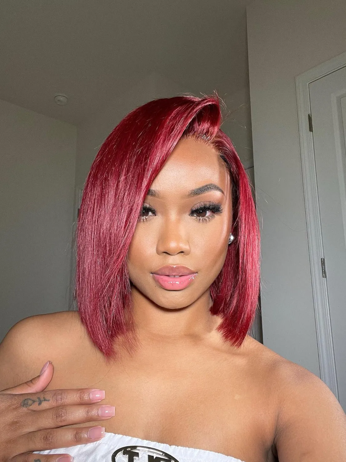 Ruby Red 5x5 Invisible HD Lace Closure Bob Wig
