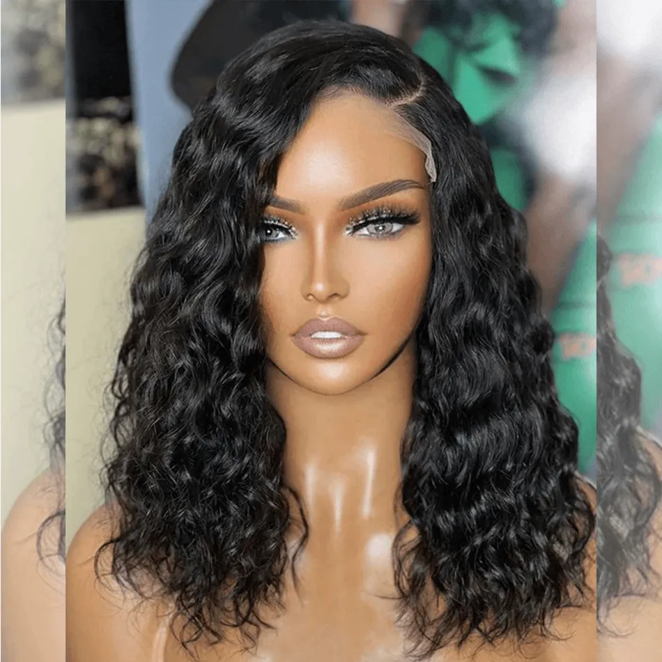 Tuneful Deep Wave Human Hair Bob Wigs Elegant Short Wavy Wigs