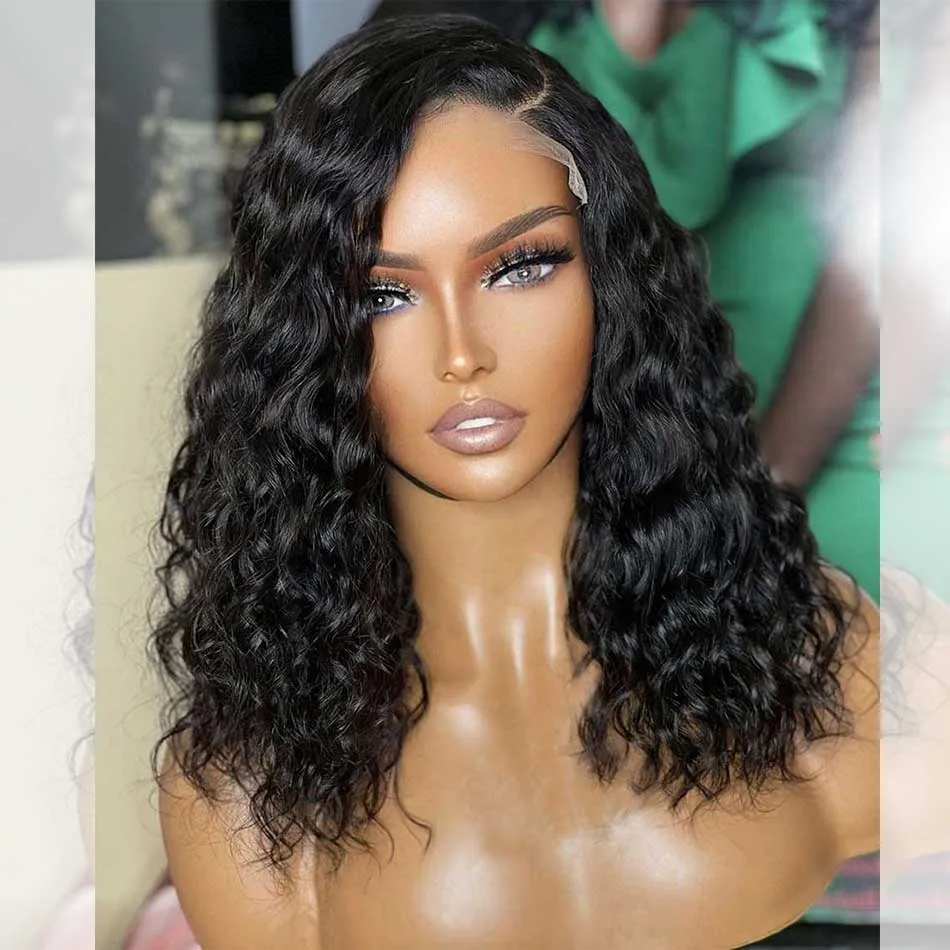 Tuneful Deep Wave Human Hair Bob Wigs Elegant Short Wavy Wigs