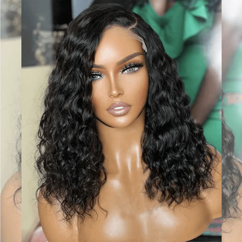Tuneful Deep Wave Human Hair Bob Wigs Elegant Short Wavy Wigs