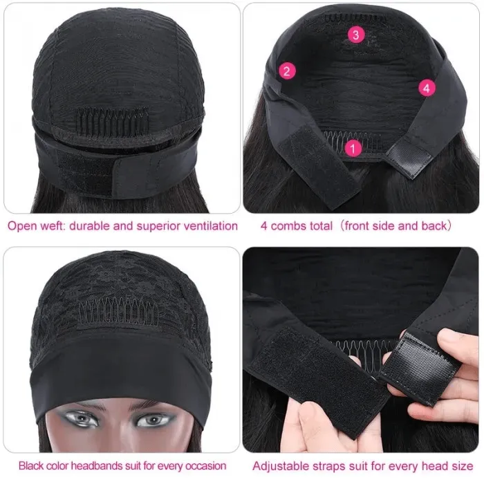 Tuneful Headband Wigs Human Hair Kinky Curly Wigs For Women
