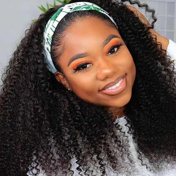 Tuneful Headband Wigs Human Hair Kinky Curly Wigs For Women
