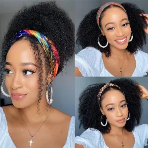 Tuneful Headband Wigs Human Hair Kinky Curly Wigs For Women