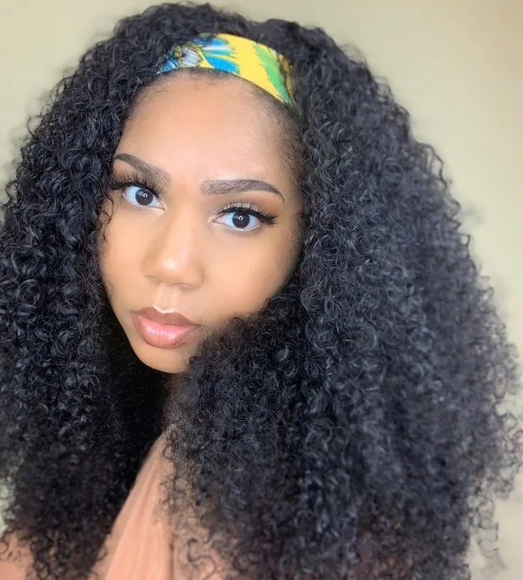 Tuneful Headband Wigs Human Hair Kinky Curly Wigs For Women
