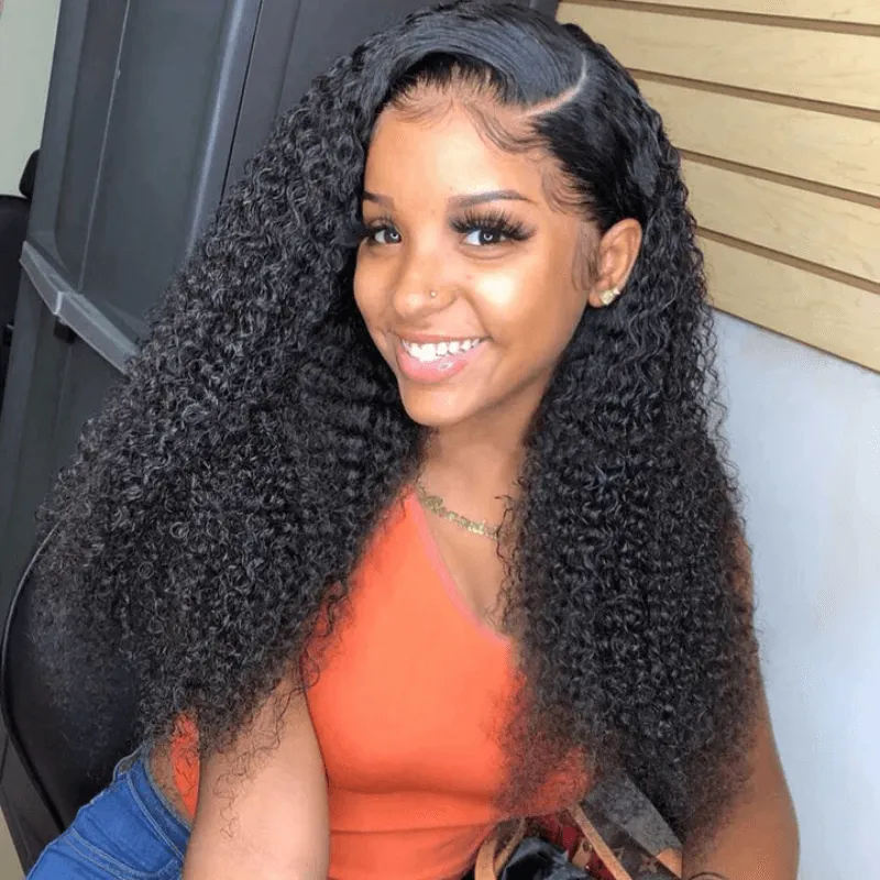 Tuneful Kinky Curly 13x6 Transparent Lace Front Human Hair Wigs Skin Melt 5x5 closure wigs