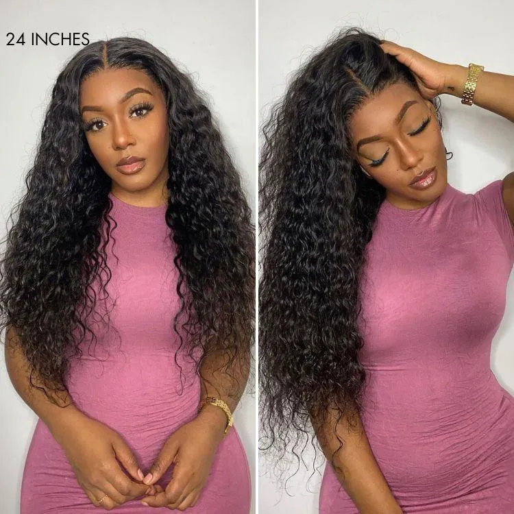 Water Wave 360 Lace Long Wig 100% Human Hair Pre-bleached & Pre-plucked & Pre-Cut Lace
